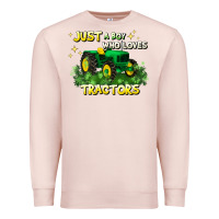 Pale Pink just a boy who loves tractors Premium Sweatshirt - JahusDesignShop