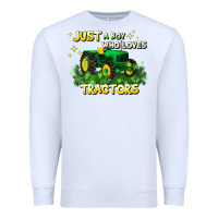 White just a boy who loves tractors Premium Sweatshirt - JahusDesignShop