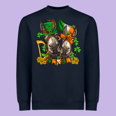St Patricks Donkeys With  Shamrocks Heavyweight Sweatshirt Designed By Adodesignshop
