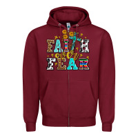 Burgundy faith over fear with cross and sunflowers Zipper Hoodie - AdoDesignShop