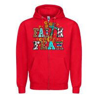 Red faith over fear with cross and sunflowers Zipper Hoodie - AdoDesignShop