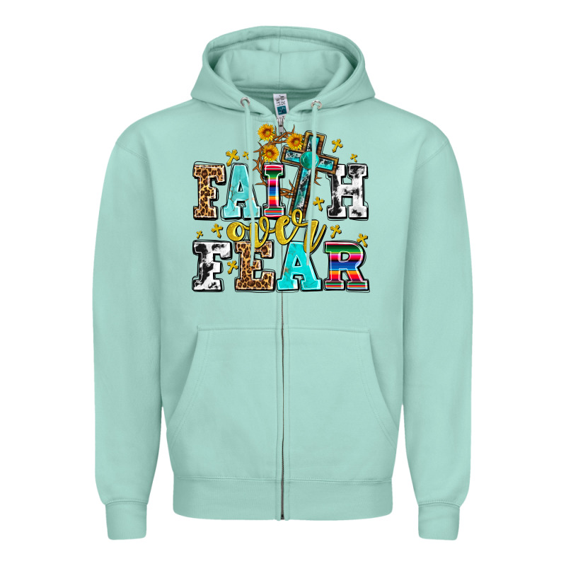 Faith Over Fear With Cross And Sunflowers Zipper Hoodie by AdoDesignShop | Teevron