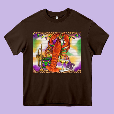 Mardi Gras Crawfish Tumbler Heavy Core Tee Designed By Howdyjamesfarm