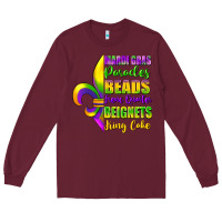 Burgundy mardi gras parades beads french quarter beignets Long Sleeve Tee - FaDigitalArtStudio