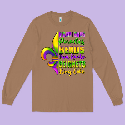 Mardi Gras Parades Beads French Quarter Beignets Long Sleeve Tee Designed By Fadigitalartstudio