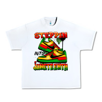 White Steppin' into Juneteenth Urban Heavy Tee - FaDigitalArtStudio