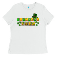 White St. Patrick's Shamrock farm Ladies Tee - CowGirlArtShop