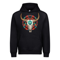 Black turquoise aztec bullskull Urban Hoodie - JahusDesignShop