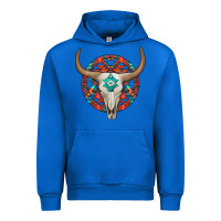Cobalt turquoise aztec bullskull Urban Hoodie - JahusDesignShop