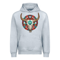 Heather Grey turquoise aztec bullskull Urban Hoodie - JahusDesignShop