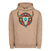 Pigment Burro turquoise aztec bullskull Urban Hoodie - JahusDesignShop