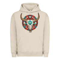 Pigment French Oak turquoise aztec bullskull Urban Hoodie - JahusDesignShop