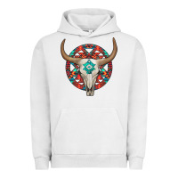 Pigment Lunar Rock turquoise aztec bullskull Urban Hoodie - JahusDesignShop