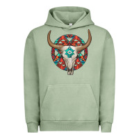 Pigment Oil Green turquoise aztec bullskull Urban Hoodie - JahusDesignShop