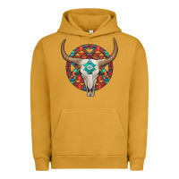 Pigment Peanut Butter turquoise aztec bullskull Urban Hoodie - JahusDesignShop