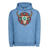 Pigment Pebble Blue turquoise aztec bullskull Urban Hoodie - JahusDesignShop