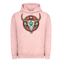 Pigment Salmon turquoise aztec bullskull Urban Hoodie - JahusDesignShop