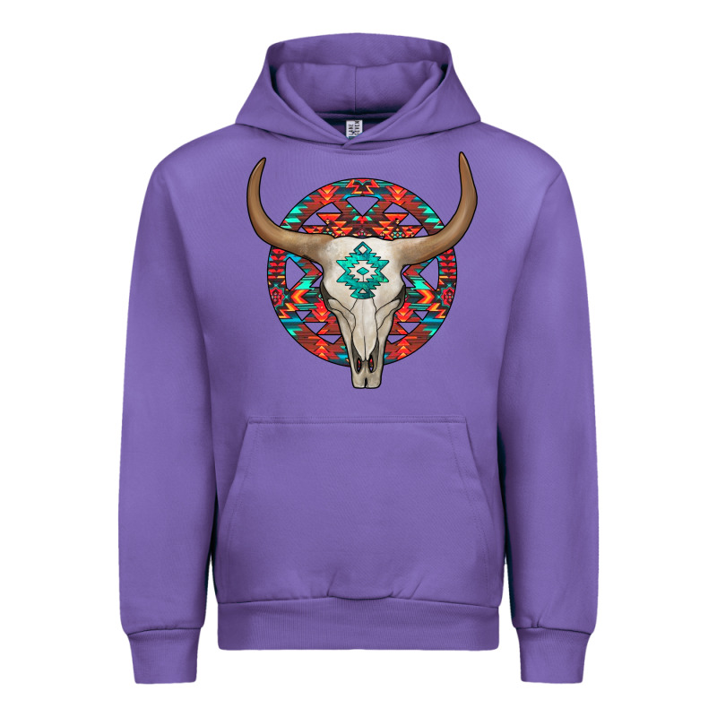 Turquoise Aztec Bullskull Urban Hoodie by JahusDesignShop | Teevron