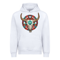 White turquoise aztec bullskull Urban Hoodie - JahusDesignShop