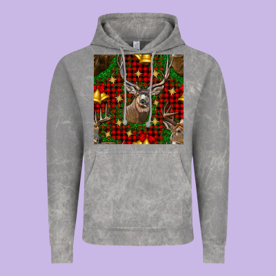 Christmas Deer And Bell Seamless Pattern Vintage Hoodie Designed By Bundleandbundleshop