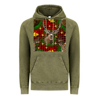 Vintage Olive christmas deer and bell seamless pattern Vintage Hoodie - BundleAndBundleShop