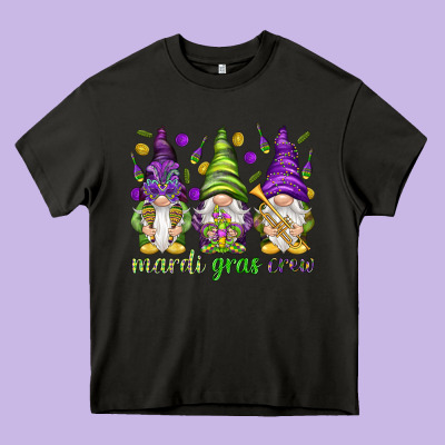 Mardi Gras Crew With Gnomies Heavy Core Tee Designed By Howdyjamesfarm