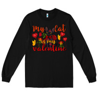Black my cat is my valentine valentine's day Long Sleeve Tee - FaDigitalArtStudio
