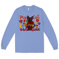 Colony Blue my cat is my valentine valentine's day Long Sleeve Tee - FaDigitalArtStudio