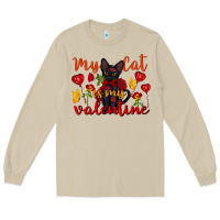 Mushroom my cat is my valentine valentine's day Long Sleeve Tee - FaDigitalArtStudio