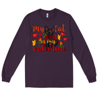 Plum my cat is my valentine valentine's day Long Sleeve Tee - FaDigitalArtStudio