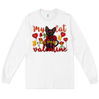 White my cat is my valentine valentine's day Long Sleeve Tee - FaDigitalArtStudio