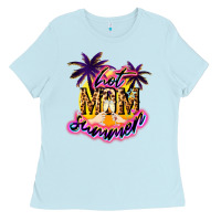 Baby Blue Hot mom summer mother' say Ladies Tee - HowdyJamesFarm