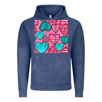 Vintage Denim valentines day hearts seamless pattern Vintage Hoodie - BundleAndBundleShop