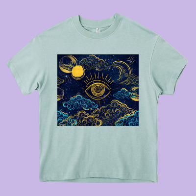 Evil Eye Moon Heavy Core Tee Designed By Tumblerdesignbyshophia