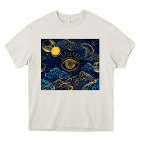 Cream evil eye moon Heavy Core Tee - TumblerDesignByShophia