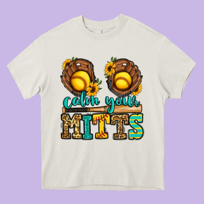 Calm Your Mitts Softball Heavy Core Tee Designed By Jasminsmagicworld