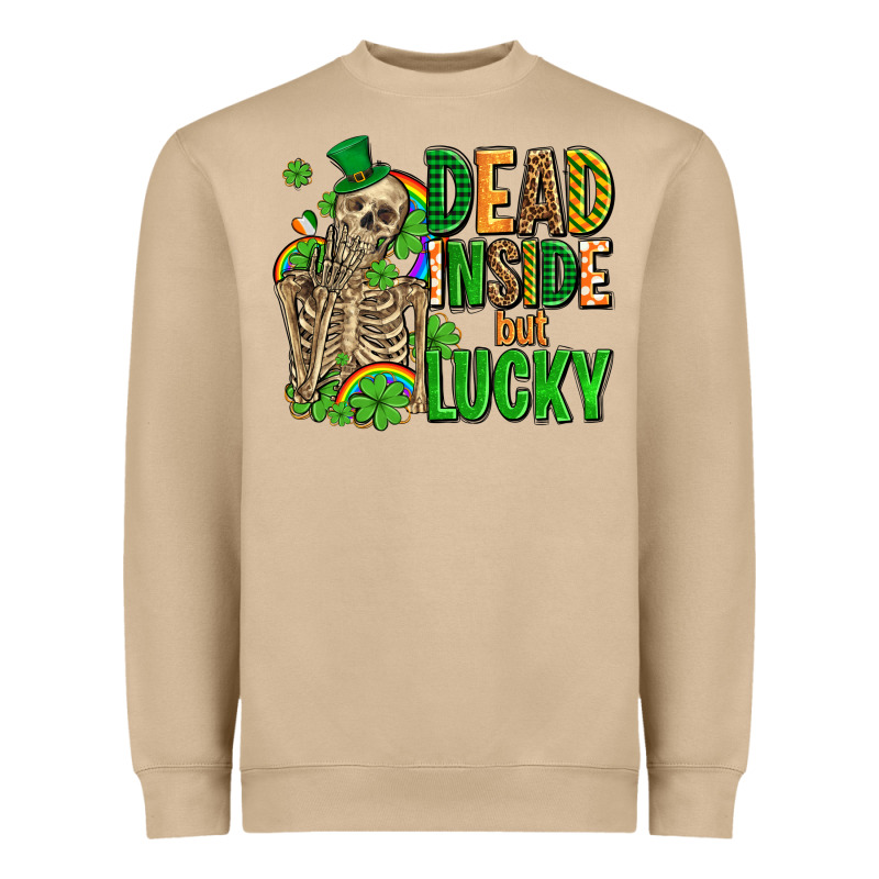 Dead Inside But Lucky  With Skeleton Heavyweight Sweatshirt by AdoDesignShop | Teevron