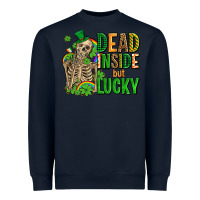 Navy dead inside but lucky  with skeleton Heavyweight Sweatshirt - AdoDesignShop