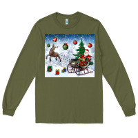Army Green christmas santa deer and presents Long Sleeve Tee - BundleAndBundleShop