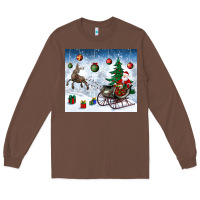 Chestnut christmas santa deer and presents Long Sleeve Tee - BundleAndBundleShop