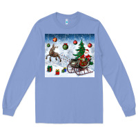 Colony Blue christmas santa deer and presents Long Sleeve Tee - BundleAndBundleShop