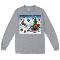 Heather Grey christmas santa deer and presents Long Sleeve Tee - BundleAndBundleShop