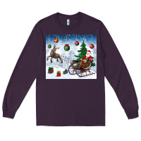 Plum christmas santa deer and presents Long Sleeve Tee - BundleAndBundleShop