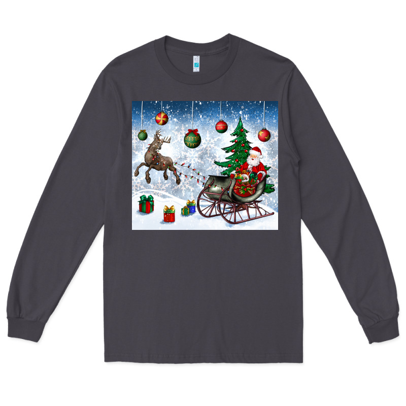 Christmas Santa Deer And Presents Long Sleeve Tee by BundleAndBundleShop | Teevron