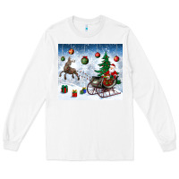 White christmas santa deer and presents Long Sleeve Tee - BundleAndBundleShop