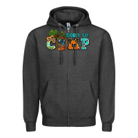 Charcoal Heather born to camp with guitar Zipper Hoodie - AdoDesignShop