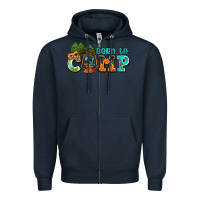 Navy born to camp with guitar Zipper Hoodie - AdoDesignShop