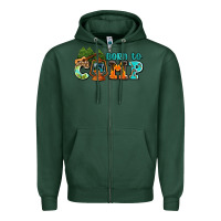 Sports Green born to camp with guitar Zipper Hoodie - AdoDesignShop