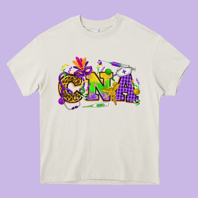 Mardi Gras Cna Nurse Heavy Core Tee Designed By Howdyjamesfarm