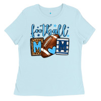 Baby Blue Football mom blue team color  mother's day Ladies Tee - HowdyJamesFarm